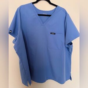 JAANUU Women's V-Neck Scrub Top - Ceil Blue